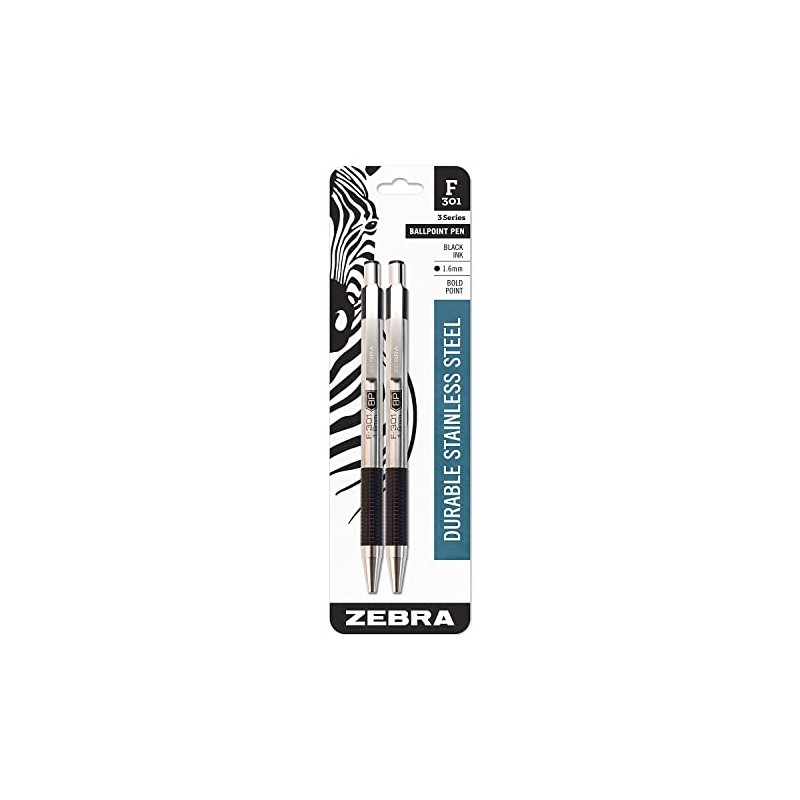 Zebra 892149 Zebra Pen F-301 Stainless Steel Bold Retractable Ballpoint