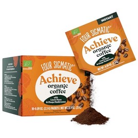 Four Sigmatic Organic Mushroom Coffee by Four Sigmatic | Arabica Instant Coffee Singles with Lion's Mane, Chaga and Rhodiola | Mushroom Coffee Instant Mix for Better Focus and Immune Support | 10 Packets