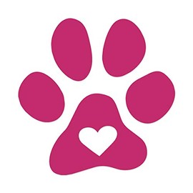 Applicable Pun Paw Print with Heart - Vinyl Decal for Outdoor Use on Cars, ATV, Boats, Windows and More - Hot Pink (Magenta) 3 inch