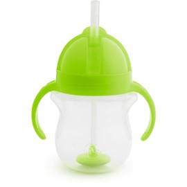 Munchkin Any Angle Sippy Cup for Toddlers, Spill Proof Weighted Straw Cup with Transition Handles for Babies 6 Months and Up, 7 Ounce, Green