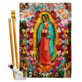 Ornament Collection Faith Our Lady of Guadalupe House Flag Set Religious Hope Grace Peace Dove Christian Religion Easter Small Decorative Gift Yard Banner Double-Sided Made in USA 28 X 40