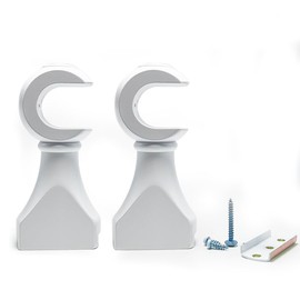 Wood Curtain Rod Brackets, MfhdgXAvs 2Pcs Wall Mount White Closet Heavy Duty Closet Brackets for Rod, Extra Long Holder for Heavy Curtains with Installation Screws (1.12in)