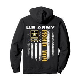 Vintage Army Proud Mom With American Flag Gift Pullover Hoodie
