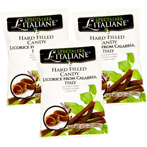 Serra Le Italiane, Italian Natural Hard Candy Filled With Licorice from Calabria Italy, 3.5 oz (Pack of 3)