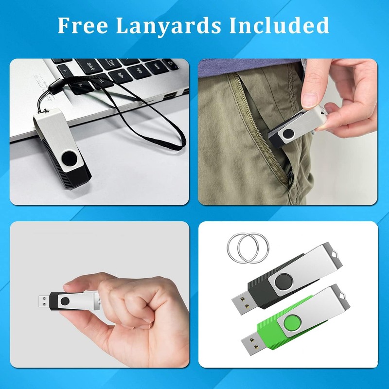 Wooolken USB Stick 4GB 2.0 2 Pack Black Green USB