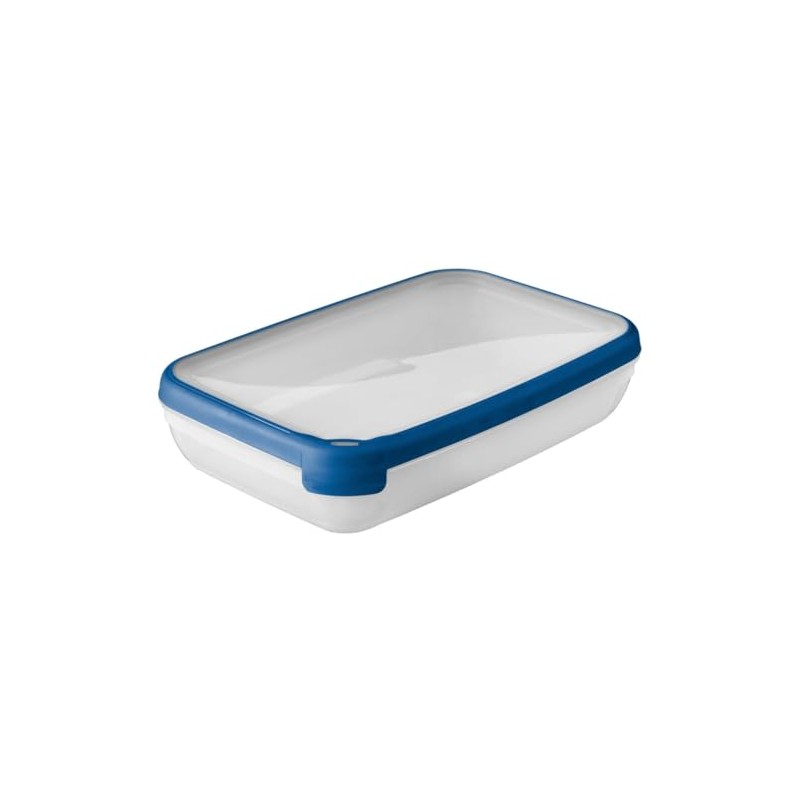 Curver 00009-082-00 Rechteckige Frischhaltedose New Grand Chef, 2,6L, transparent/blau