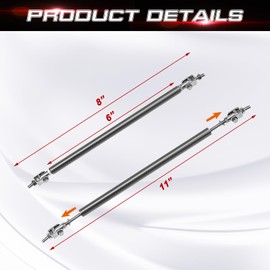 Xotic Tech 2pc Adjustable 8"-11" Front Bumper Lip Splitter Diffuser Strut Rod Tie Bars Splitter Support Rod Compatible with Most Vehicles [Carbon Fiber Black]