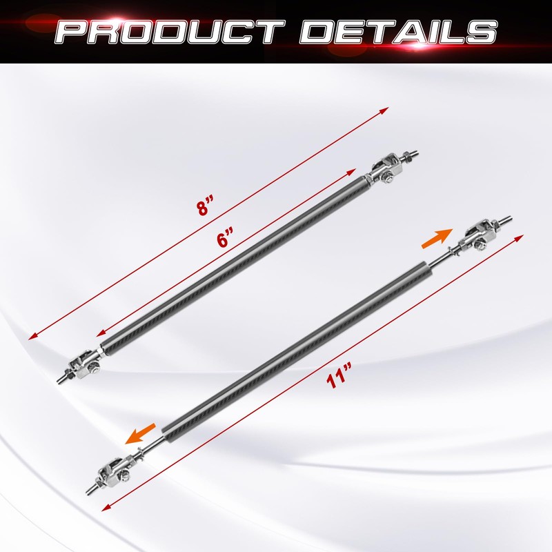 Xotic Tech 2pc Adjustable 8"-11" Front Bumper Lip Splitter Diffuser