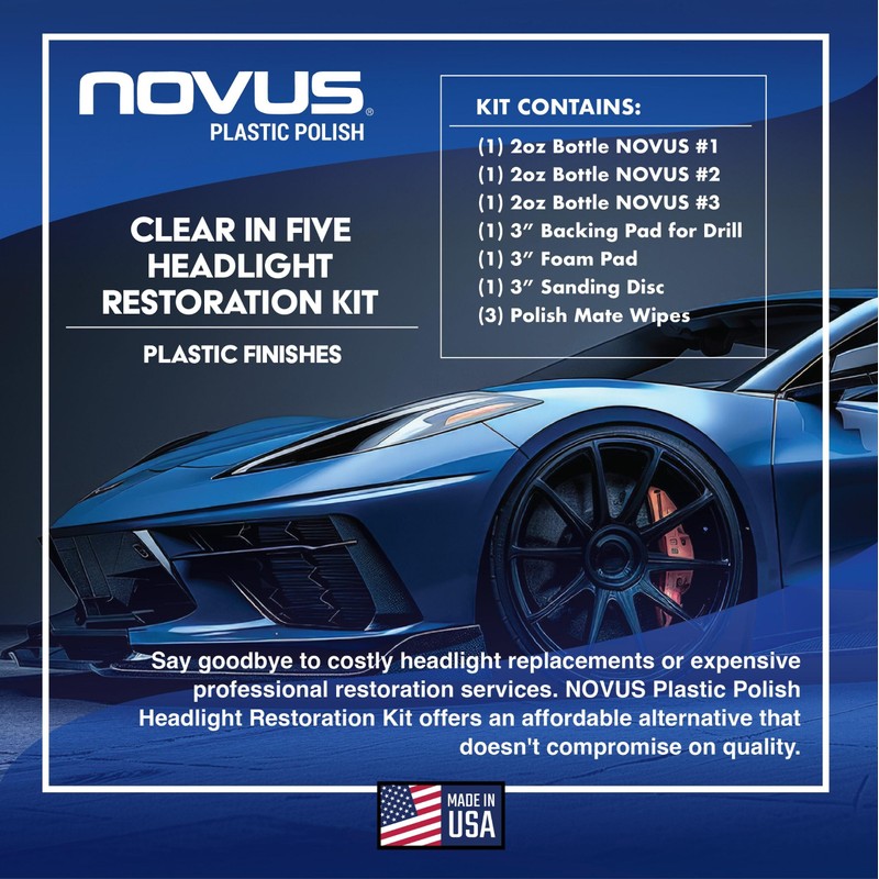 NOVUS Clear in Five Headlight Restoration Kit, 2 Ounce 1,