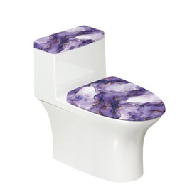 KUIFORTI Marble Toilet Cover Lid Set of 2 Pieces,Purple Toilet Seat Lid Cover with Elastic Edges Replacement Machine Wash