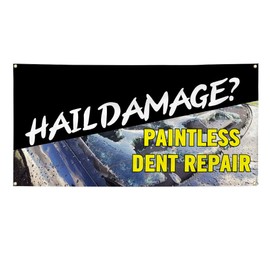 Vinyl Banner Multiple Sizes Hail Damage Paintless Dent Repair Business Outdoor Weatherproof Industrial Yard Signs Black 4 Grommets 24x48Inches