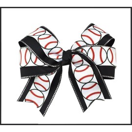 Girls' Glitter Soccer Hair Bows Ponytail Holder Elastic Hair Ties, Large Soccer Cheer Hair Bow Accessories.(FS19) (Glitter Black Orange)