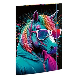 RNKVERLAG 46337 – Portfolio Folder Neon 240 x 330 mm, Pack of 3, Document Folder for DIN A4, with Elastic Closure