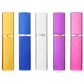 Vtrem 5 Colors 6ML Refillable Perfume Atomizer Pump Mini Portable Travel Spray Bottle Fragrance Empty Bottle for Perfume, Cologne, Liquid Sprayer, Gold/Silver/Purple/Black/Red
