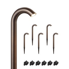 EDISHINE Bronze Low Voltage Landscape Lighting, 3W 3000K 200LM Bright LED Pathway Lights Wired, IP65 Outdoor Landscape Lighting & Accessories, CRI80 Aluminum Bent Pipe Path Light for Garden Yard