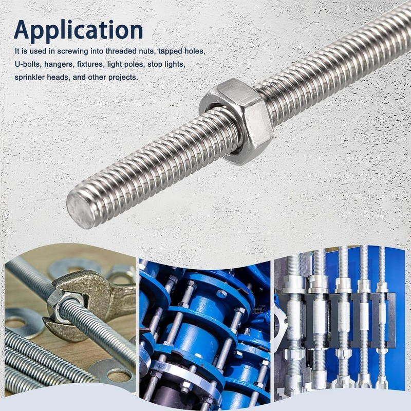 HiPicco Fully Threaded Rod M4 x 60mm 0.7mm Thread Pitch,