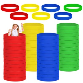 THXIY 100PCS 7'' Silicone Wristbands for Kids Teens, Kids Blank Silicone Wristbands Elastic Bracelets Rubber Bracelet Wrist bands bulk Party Teacher Supplies Boys Gilrs Education Activities 4 Colors
