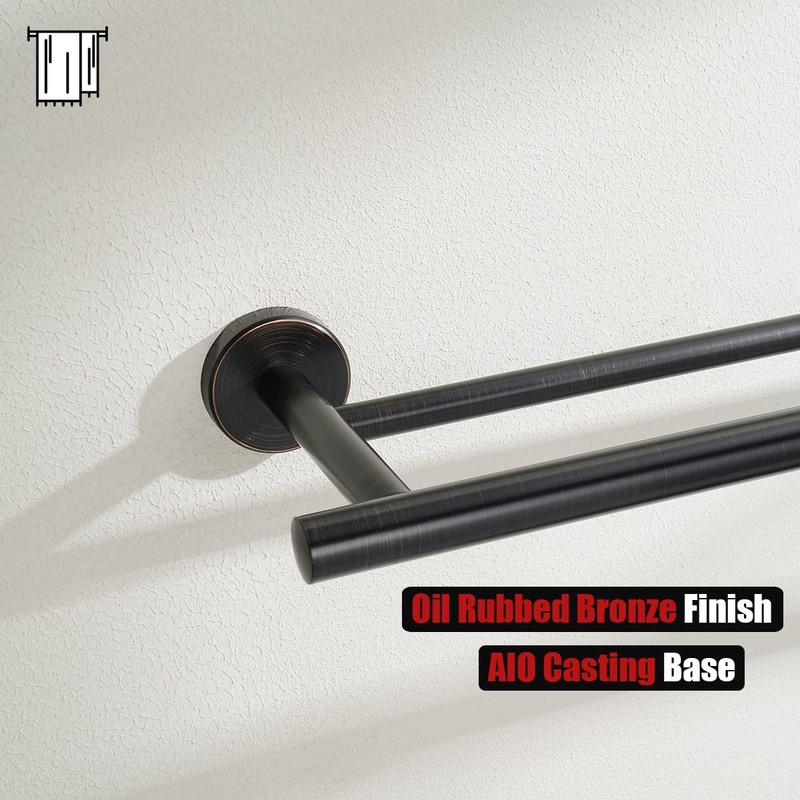 JQK Double Bath Towel Bar, Oil Rubbed Bronze 33 Inch