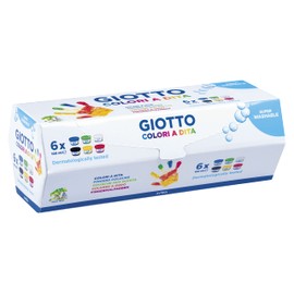 GIOTTO Dita Super Washable Finger Paint, 6 x 100ml Pots, Primary Colours, Ideal for Children, Parties and Schools
