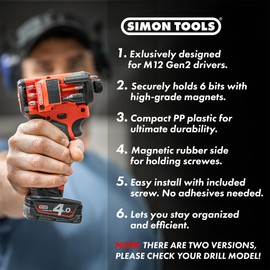 Simon Tools Magnetic Bit Holder for Milwaukee M12 Impact Driver & Drill - Milwaukee Bit Holder for M12