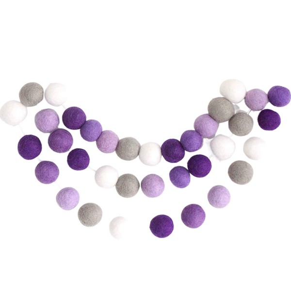 "Purple Ombre" Handmade Wool Felt Ball Garland by Sheep Farm