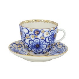 Lomonosov Porcelain Tulip Espresso Cup and Saucer Set Bindweed 4.7 fl.oz/140 ml