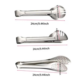 Pack of 3 Stainless Steel Kitchen Tongs, Multifunctional Kitchen Tongs, Stainless Steel, Cooking Tongs, for Pasta Tongs, Salad, Cooking, Grilling