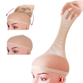 Hair Net for Wigs, Wig Caps to Hold Wig in Place, Wig Net for Long Hair, Nude, 2 Pieces