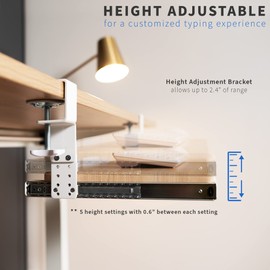 VIVO Large Height Adjustable Under Desk Keyboard Tray, C-clamp Mount System, 27 (33 Including Clamps) x 11 inch Slide-Out Platform Computer Drawer for Typing, Light Wood, MOUNT-KB05HA