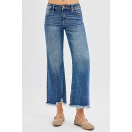 Dreamkue-Risen Women's High Rise Cropped Straight Leg Jeans (US, Numeric, 13, Regular, Regular, Blue)