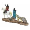 Indigenous Native American Indian Family With Horse And Wolves Migration