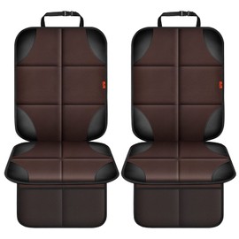 XHYANG Car Seat Protector 1 Pack Car Seat Cushion Mat Thickest Padding,Waterproof 600D Fabric Car Seat Covers for Non-Slip Backing Mesh Pockets for Baby and Pet (Brown, 2 Pcs)