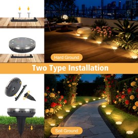 ZAIYW 6 Pack Solar Ground Lights Outdoor Waterproof Garden Lights Solar Powered Disc Landscape Lighting for Pathway Yard Lawn Walkway Deck Decoration (Warm White)