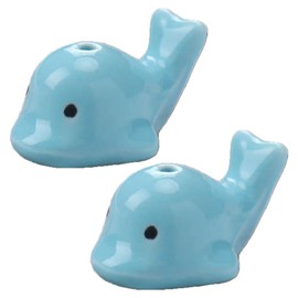 YOUDMEARUD Mini Ceramic Dolphin Figurines - Set of 2 Small Hand-Painted Dolphin Statues for Home Décor, Shelf, Desk, Office, Table, Bookcase, or Gift Idea