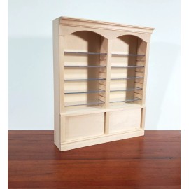 Streets Ahead Dollhouse Shop Shelves 2 Bay Adjustable Shelves 1:12 Scale Furniture Unpainted