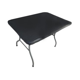 TopTableCloth Fitted Plastic Tablecloth Vinyl Black 34 x 34 in Christmas Square Card Table Cloth Elastic Corner for Folding Table Cover Picnic Birthday Camping Garden Banquet Outdoor Indoor