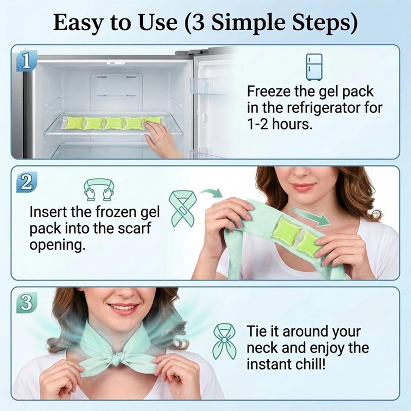 Cooling Towel with Soft Gel Ice Pack Inserts |Gel Ice