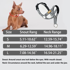 wintchuk Gentle Dog Head Collar with Soft Nylon, No-Pull Padded Head Halter with Stripes, Adjustable Nose Leash for Safe Easy Walking Control(M,Black)