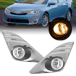 Silscvtt 2Pcs Fog Lights Assembly Replacement for 2012 2013 2014 Toyota Camry with Front Bumper Bezel Wires Switch Bulbs Driver & Passenger Side