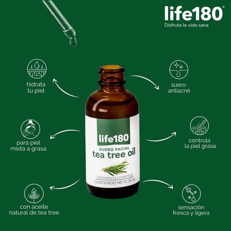 Life180, Tea Tree Suero Facial para control de grasa y