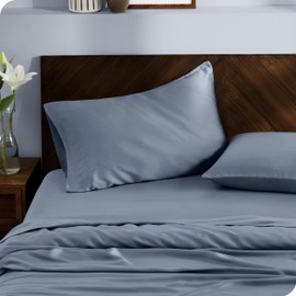 Bare Home Lyocell Tencel Sheet Set - Queen Size - 4 Piece Set - Derived from Eucalyptus - All-Season - Ultra Soft - Deep Pocket (Queen, Indigo)