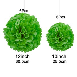 GAKA FAVOR Set of 12 Tissue Paper Pompoms, Green and Dark Green Tissue Hanging Decoration Paper Pompoms Decoration for Wedding, Christening, Birthday, Communion, National Holiday Party Decoration