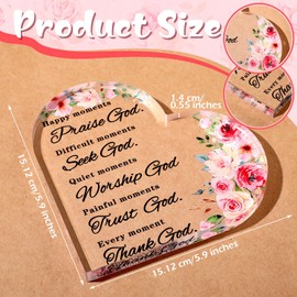 Yulejo Christian Bible Verses Decor Christian Gift for Woman Prayers Religious Gift Inspirational Gift Scripture Decorative Signs Motivational Gift Plaques Table Decor (Colorful Flower)