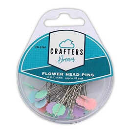 Crafters Dream Flower Head Pins - 60 Pack. 0.58 x 54mm. Nickle Plated Steel. Suitable for Ironing and Marking. Ideal for Sewing, Dressmaking, Quilting, Crafts and More.