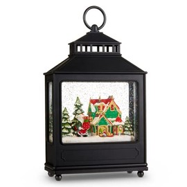 RAZ Imports Elf Workshop Lighted Water Lantern, 11 inches