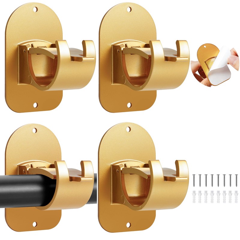 Cadorasty No Drill Curtain Rod Holder Hangers - Self Adhesive