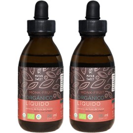 Monk Fruit Orgánico Líquido, 120 ml, Duopack, Rinde 1400 tazas, Mayan Sweet