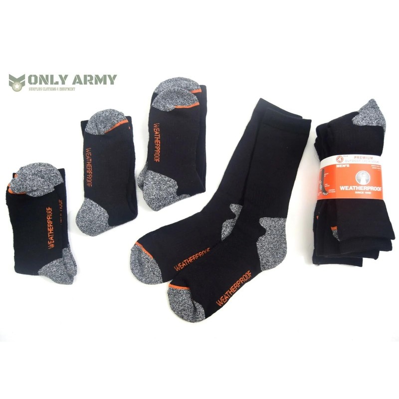 Weatherproof Thermal Cushioned Outdoor Socks, Black(6-11)