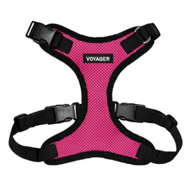 Voyager Step-in Lock Pet Harness - All Weather Mesh, Adjustable Step in Harness for Cats and Dogs by Best Pet Supplies - Fuchsia/Black Trim, S