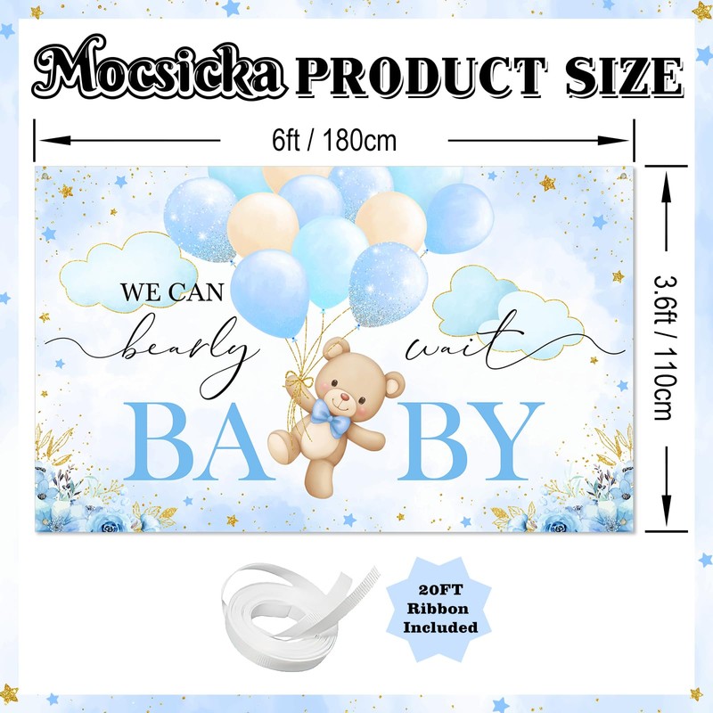 Mocsicka We Can Bearly Wait Backdrop Banner 6x3.6ft